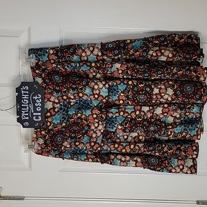 Sag Harbor Skirt 14 Petite Boho Full Brown Turquoise Red